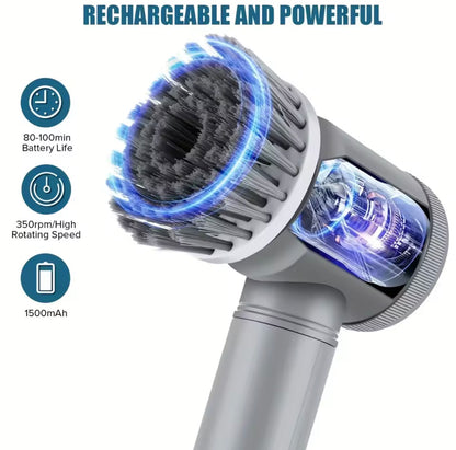 Cordless Electric Spin Scrubber – Rechargeable Bathroom & Kitchen Cleaning Brush with 5 Replaceable Heads