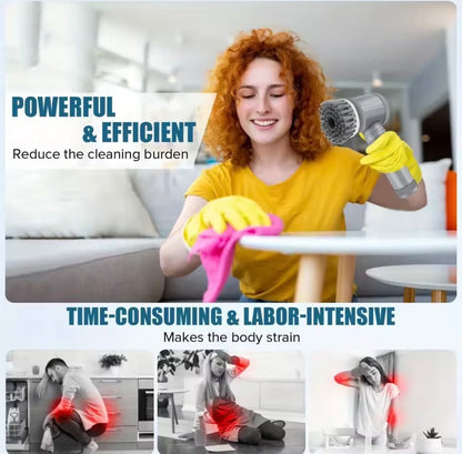 Cordless Electric Spin Scrubber – Rechargeable Bathroom & Kitchen Cleaning Brush with 5 Replaceable Heads